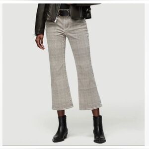 Frame women’s size 25 Le Crop Mini Boot Pine Plaid Pants Grey White classic